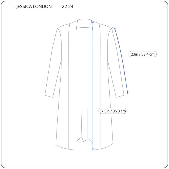 Jessica London Women Top 22 24 Plus Cardigan Open Duster Blue BLU208E - Picture 2 of 10